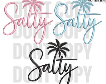 Salty Embroidery Designs, Trendy Summer Embroidery Design, Salty Summer Embroidery Pattern, 10 Sizes, Instant Download