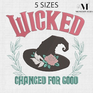 Witch Hat Embroidery Designs, Wicked Embroidery Design, Trending Embroidery Pattern, 5 Sizes, Trendy Embroidery