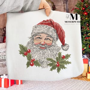 Vintage Santa Claus Embroidery Designs, Christmas Santa Face Embroidery Design, Retro Holiday Embroidery Pattern, 5 Sizes, Trendy Embroidery