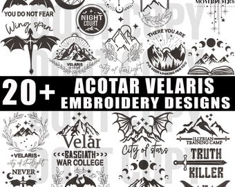 20+ Files Bundle Acotar Velaris Embroidery Designs, Velaris City Embroidery Design, Magical Embroidery Pattern, 5 Sizes, Trendy Embroidery