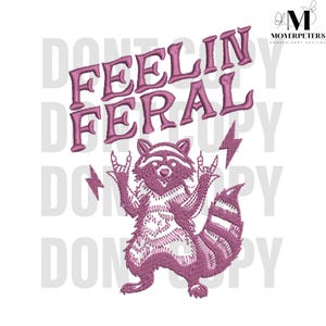 Motifs de broderie Feelin Feral, Cool motif de broderie raton laveur, Motif de broderie animal, 4 tailles, Broderie tendance