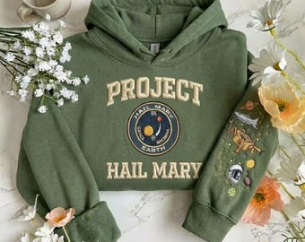 刺繍入りプロジェクト「ヘイルメアリー」クルーネック、SF読者へのギフト刺繍入りスウェットシャツ、読書好きへの衣料品ギフト