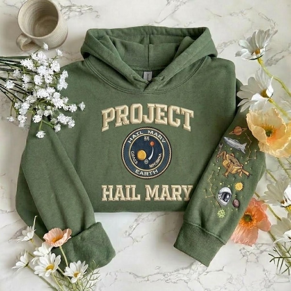 Embroidered Project Hail Mary Crewneck, Sci Fi Reader Gift Embroidered Sweatshirt, Bookish Lovers Clothing Gift