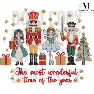 Nutcracker Christmas Scene Embroidery Designs, Christmas Season Embroidery Design, Christmas Embroidery Pattern, 5 Sizes, Trendy Embroidery
