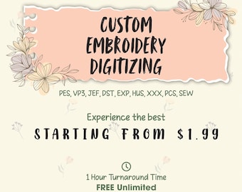 Custom Embroidery Digitizing, Logo Digitizing, Machine Embroidery Digitizing Service, Image Digitizing Embroidery, Custom Digitize Kid Gifts