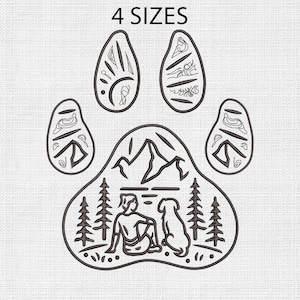 Camping Dog Paw Machine Embroidery Designs, Dog Embroidery Design, Camping Embroidery Pattern, Gifts for Kids