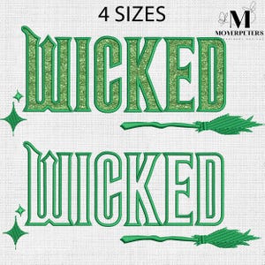 Wicked Applique Embroidery Designs, Witch Green Embroidery Design, Trending Embroidery Pattern, 4 Sizes, Trendy Embroidery