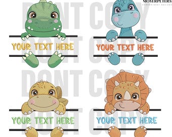 T-Rex Dinosaur Embroidery Designs, Your Text Here Embroidery Design, Animal Embroidery Pattern, 5 Sizes, Trendy Embroidery