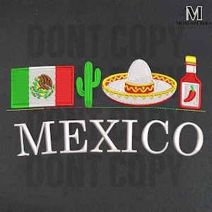 Viva Mexico Embroidery Designs, Mexican Flag Embroidery Design, Trending Embroidery Pattern, 5 Sizes, Trendy Embroidery