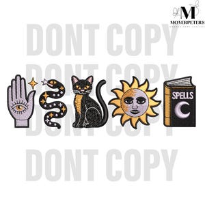 Mystical Icon Embroidery Designs, Witchcraft Embroidery Design, Halloween Embroidery Pattern, 5 Sizes, Trendy Embroidery