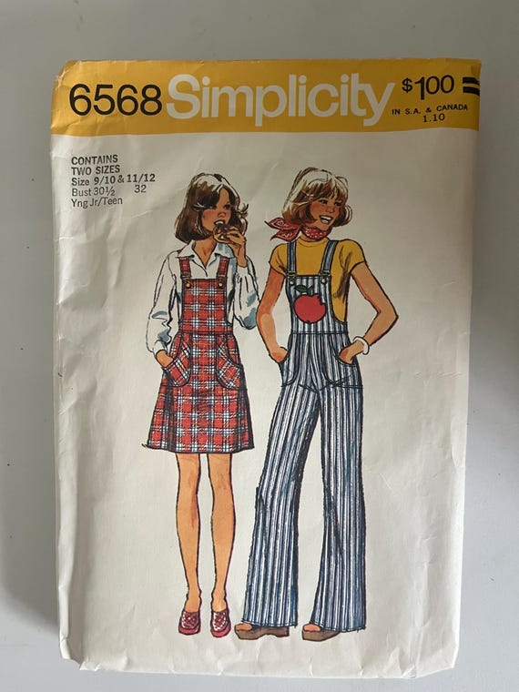 Simplicity 6568 1970s Junior Jumper and Overalls - Previously Loved Patterns