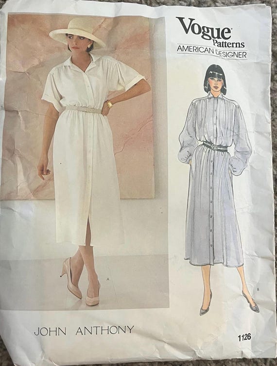 Vintage Vouge Patterns 1980s John Anthony Dress Patterns - Previously Loved Patterns Circa 1980s