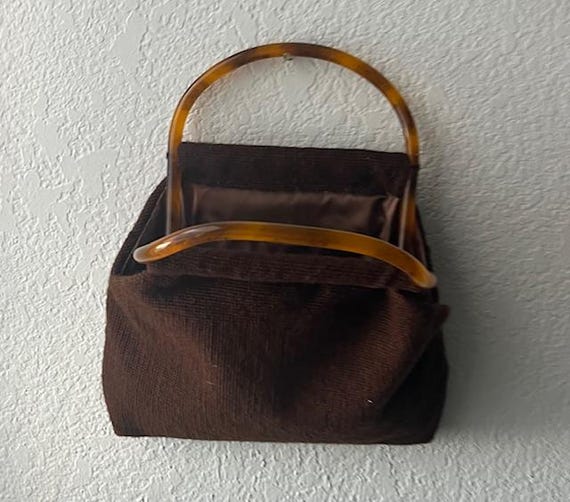 Vintage 1950s Woven Wool Bag with Tortoiseshell Handles