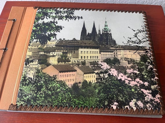 Vintage Spooky Scrapbook /Photo Album: 20 Blank Pages. The Cover Features, St. Vitus Cathedral (Prague) w/ Spider Web Paper Dividers.