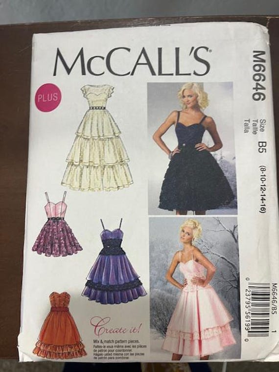 McCalls Uncut No 6646 Misses' Mix and Match Corset Style Dresses 2012 Size 8 - 10- 12- 14 - 16