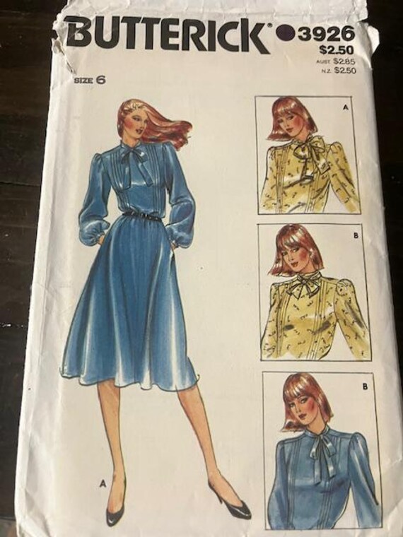 Butterick 3926 Previously Loved Size 6 Dress Pattern
