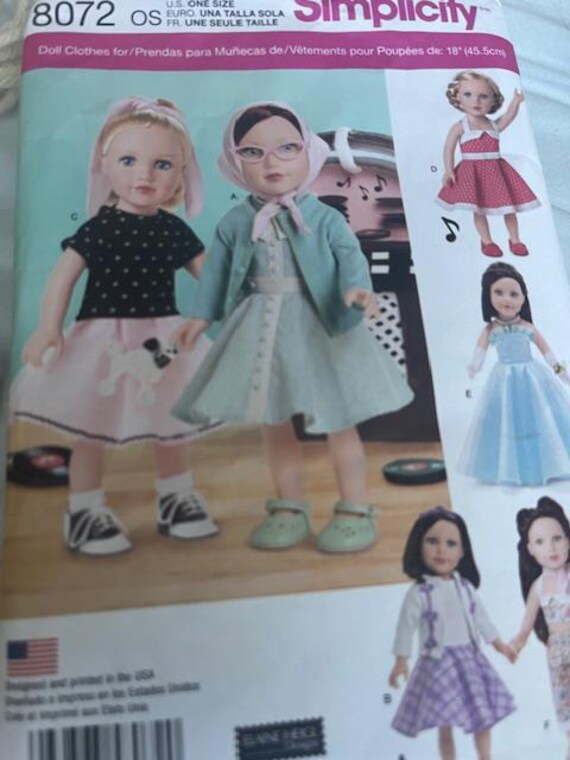 Simplicity Pattern 8072 Doll Clothes Uncut Patterns 2016
