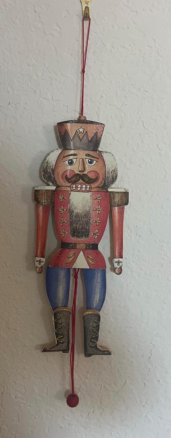Vintage Nutcracker Pull String Puppet Made in Taiwan