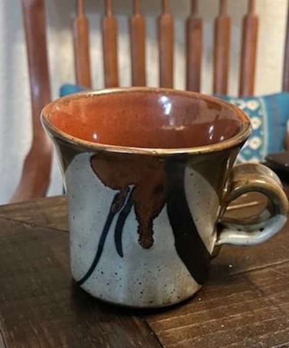 1970s Wide Rim Studio Pottery with Drip Glaze--stunning!