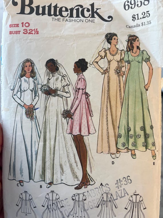 Butterick Size 10 Bust 32 1/2 Vintage Bridal Previously Loved Patterns Circa 1960s
