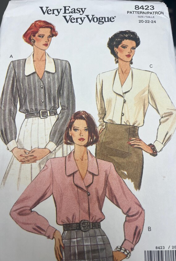 Very Easy Vouge 1992 Uncut Sewing Blouse Patterns