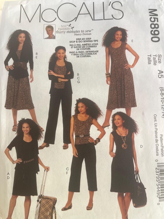 McCall’s Uncut Jacket, Top, Dress, Pants Pattern (6 - 8 - 10 - 12 - 14)