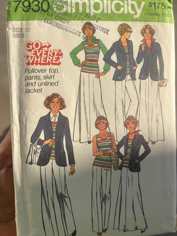 Simplicity 7930 Pullover top, Pants, Skirt and Unlined Jacket PREVIOUSLY LOVED