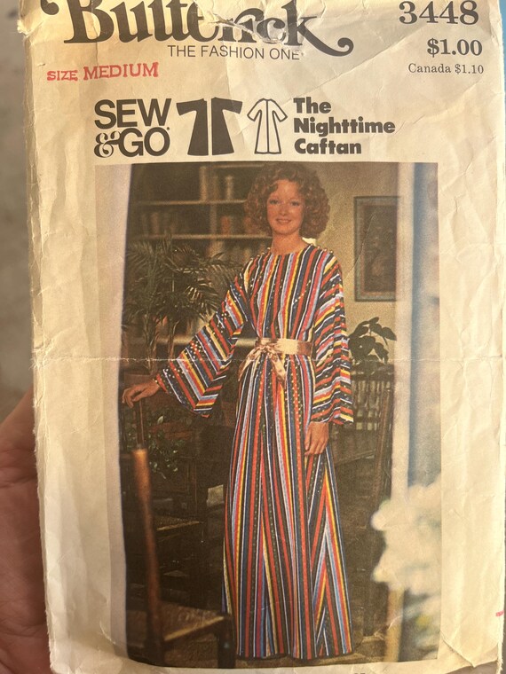 Butterick 1970s The Nighttime Caftan Womens Medium