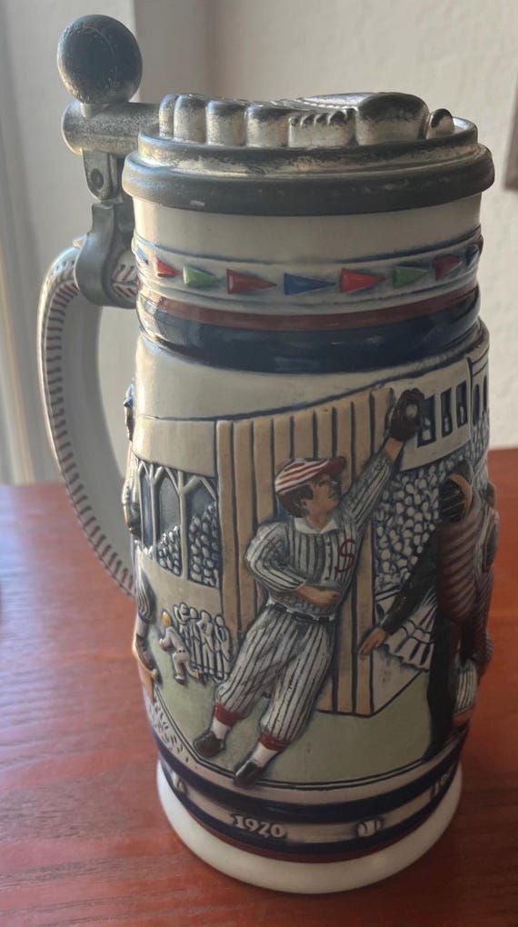 Baseball Theme Beer Mug Stein Made in Brazil 1984 number 58843