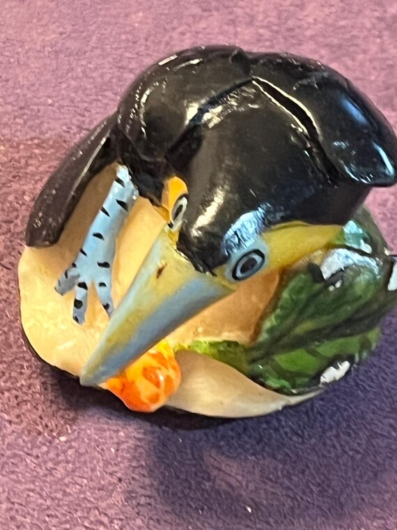 Tagua Nut Tucan Carving Miniture Handcarved and Handpainted Sculpture -  Made in Panama