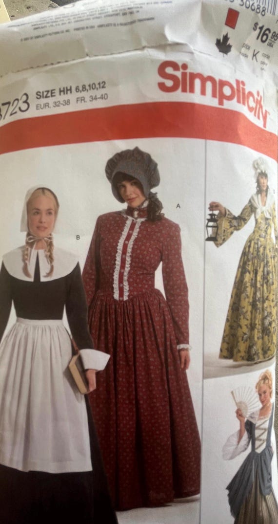 Simplicity Costumes Colonial Early American Cosplay Previously Loved Patterns Size HH 6, 8, 10, & 12