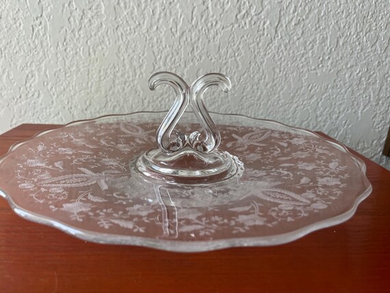Mid Century Modern 12” Viking Serving Tray w Crystal Center Handle - Great for Presenting Small Treats