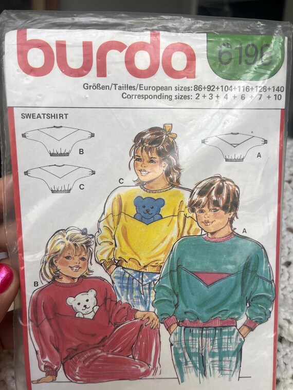 Burda Kids Circa 1980s Pullover Sweatshirts Uncut and Sealed Package Like New