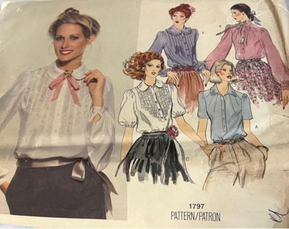 Vintage Vogue No 1797 Misses' Blouses with Transfer Size 14