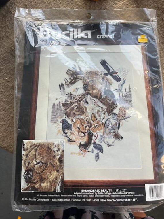 Endangered Beauty Bucilla Crewel Needlepoint 1994 Like New Condition