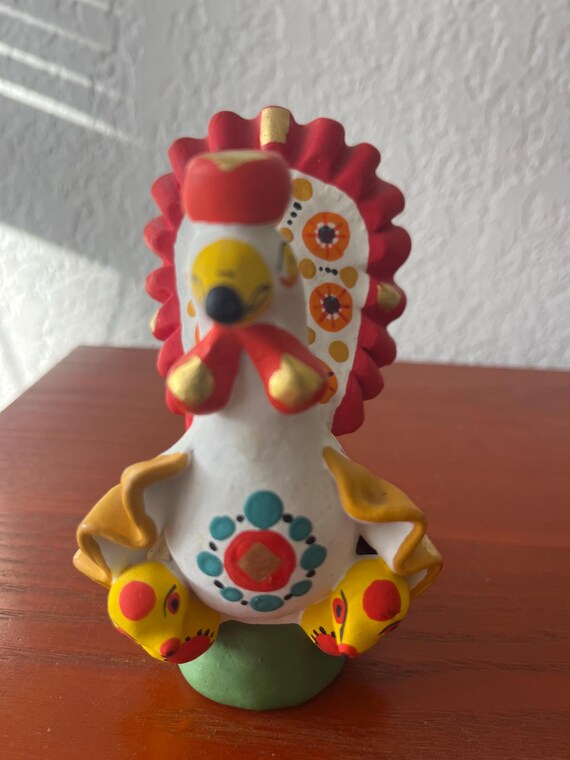 Vintage Russian Folk Art Peacock Dymkovo
