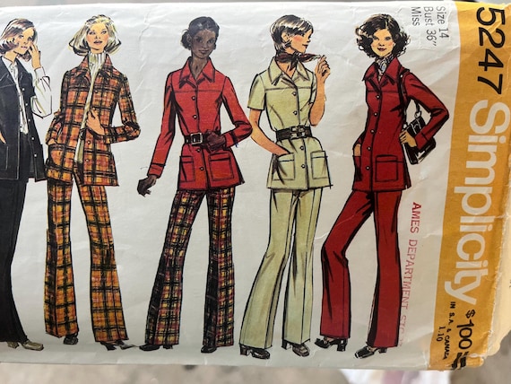 Simplicity 1970s Pants Jackets Pantsuits Size 14 Previously Loved Patterns