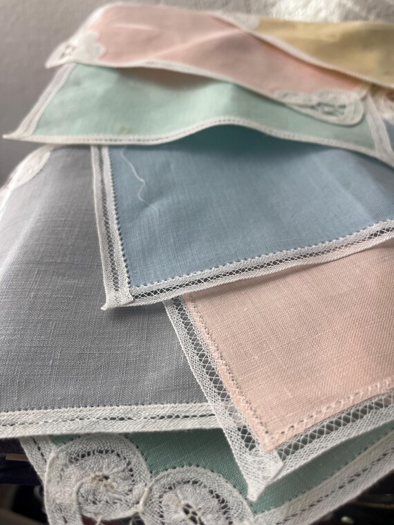 Handcrafted Vintage Napkins - 10  - Pastel Colors