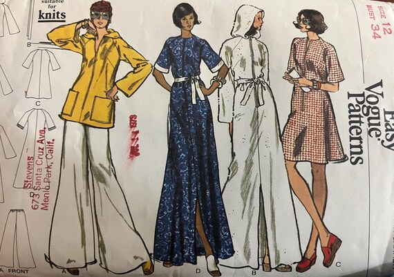 Very Easy Vogue No. 8569 Size 12 Circa 1970s Coverup and Pants