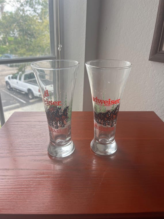 Vintage 1989 Budwiser Pilsner Beer Glasses Set of Two