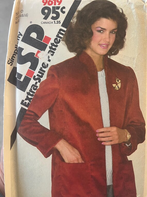 Simplicity 1980 Uncut Jacket Pattern Size O for sizes 12 14 and 16