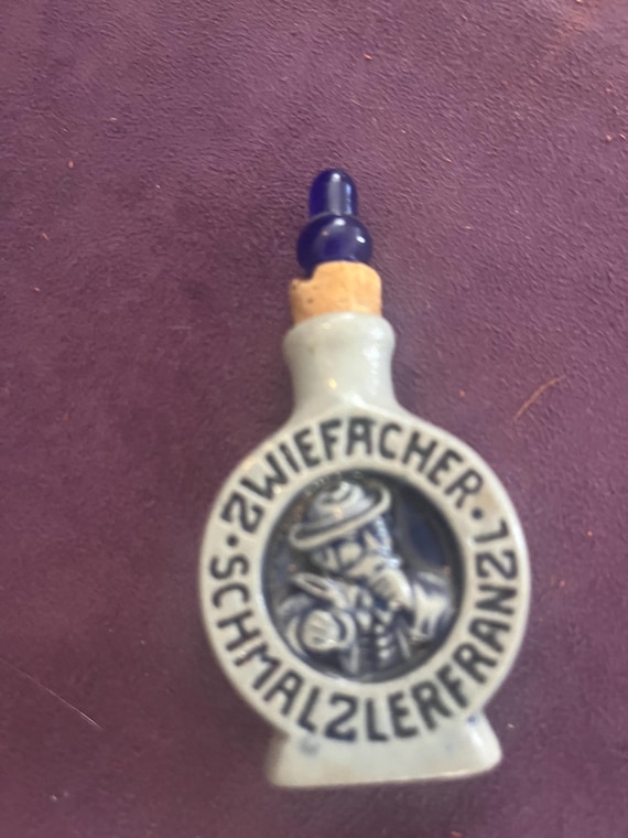 Vintage German snuff bottle circa 1930s Stoneware w/ Stopper  Zwiefacher Schmalzleefranzl