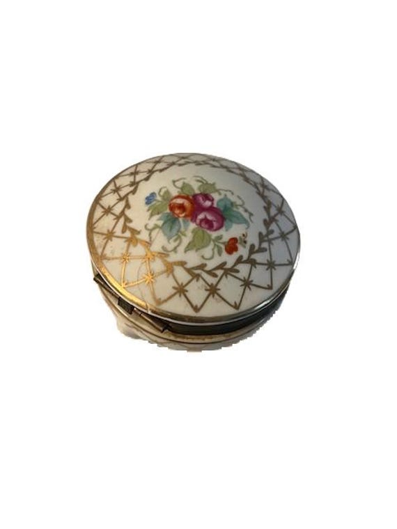 Porcelain Footed Trinket Made by Box Blue Bird Pottery marked and numbered