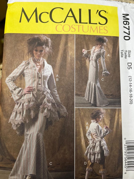McCalls Costumes Uncut Victorian Cosplay Steampunk Womens Jacket, Bustle, Skirt and Pants D5 Sizes 12.14,16, 18, 20