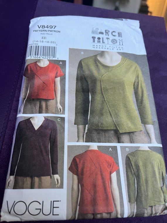 Vogue Pattern Uncut Top Pattern Size  14 - 16 - 18 - 20 Mary Tilton Wearable Art