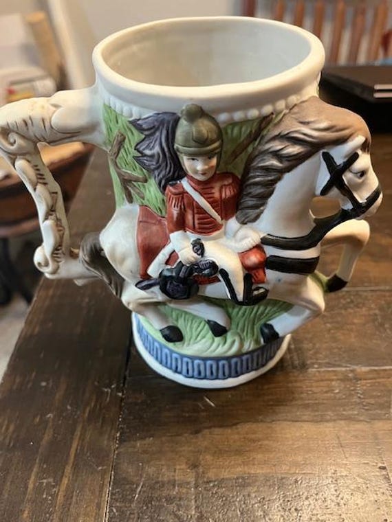 Vintage 1989 Price Products Made in Taiwan 3D Stein Military Man on Horse