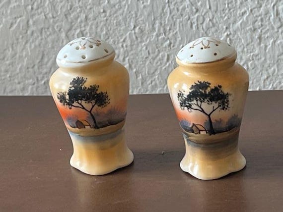 Vintage Ceramic Handpainted Salt and Pepper Shakers