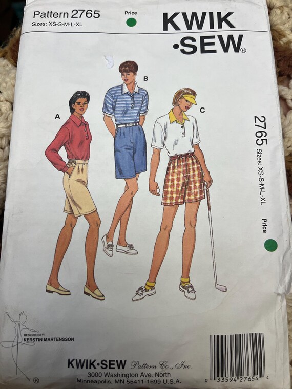 Kwik Sew Vintage Womans Shirts and Bermuda Shorts Golf Outfits Casual Wear Uncut XS, S, M, L. XL