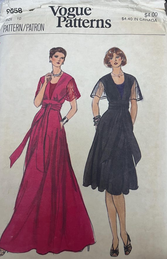 Vintage Vogue Uncut SLEEVELESS Dress Pattern Suze 10 1970s - Cover Altered w/ Sketch Modifications