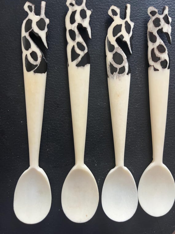Artisinal Batik Natural Bone Appetizer Spoons - Set of 4